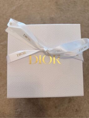 Dior White Box with Gold Logo and Ribbon Accent